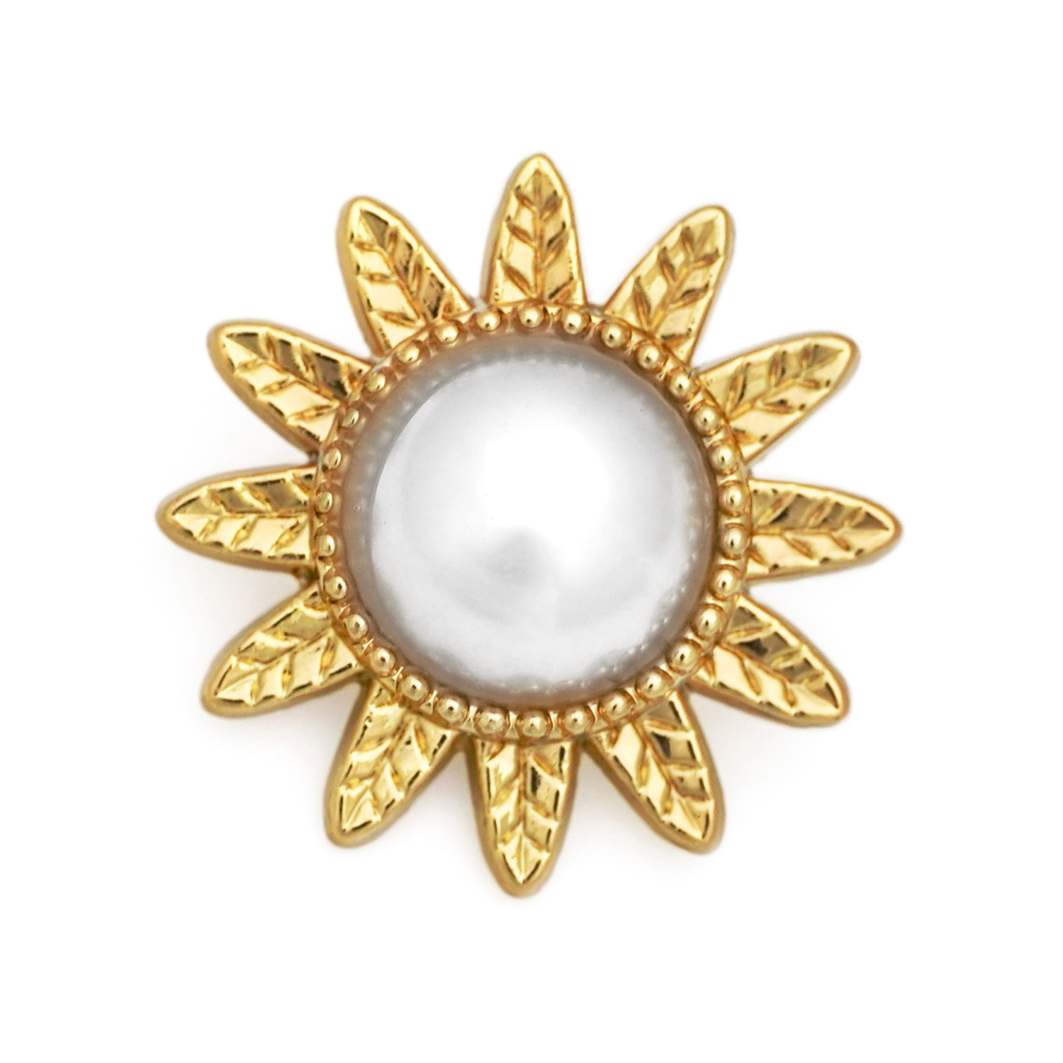 Craftisum 20 pieces Metal Decorative Sewing Shank Buttons Golden Sunflower with Faux Pearl Inlaid 3/4"