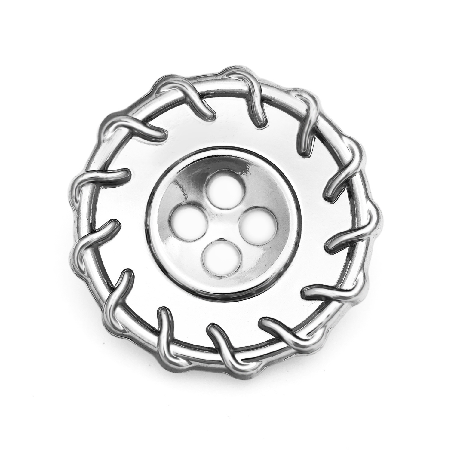Craftisum Electroplated Silver Overlocking Metal Sew on Four-hole Buttons 3/4" - 20 pieces a pack
