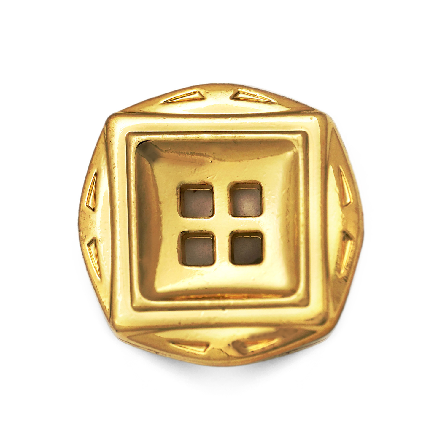 Craftisum 20 Pcs Golden Electroplated Window Metal Sewing Four-hole Buttons 3/4"