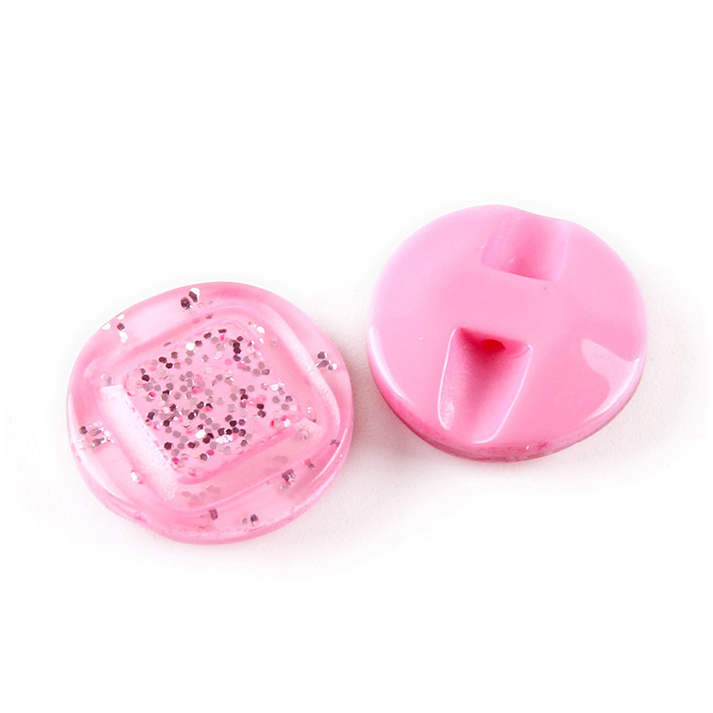 Craftisum 20 pcs Transparent Pink Resin with Sequin Powders Flat Sewing Coat Buttons -20mm -13/16"