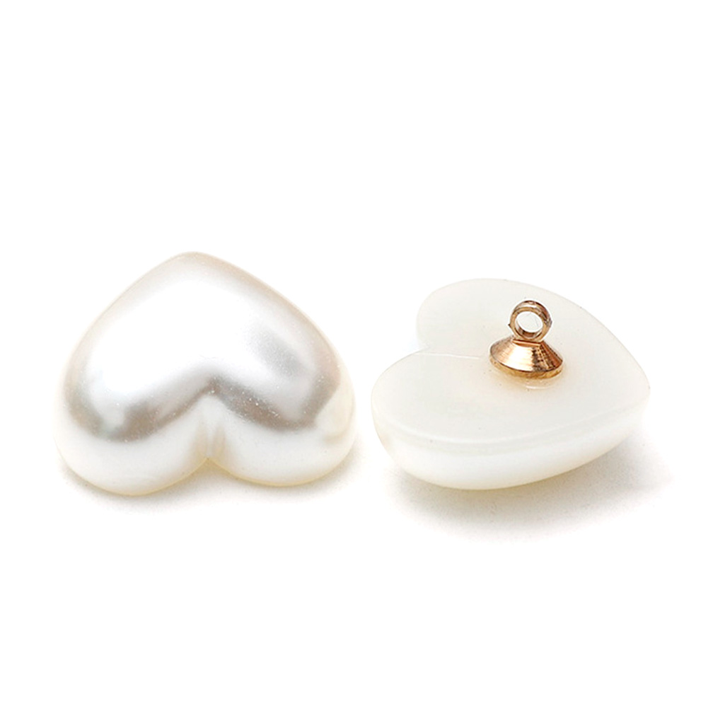 Craftisum 20 pcs Cream Pearl Color Paints Resin Heart Shape Sewing Coat Buttons with Loop -20mm -13/16"