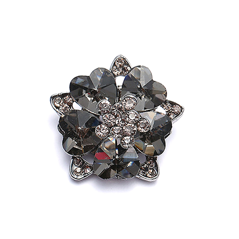 Craftisum 10 pcs Black Rhinestone Flower Metal Sewing Shank Buttons for Coats -28mm -11/10"