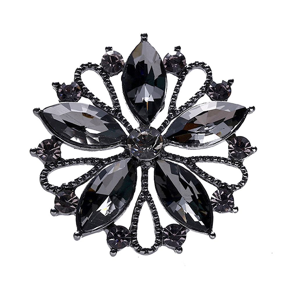 Craftisum 10 pcs Black Hollow Metal Flower Rhinestone Petals Sewing Coat Buttons -40mm -11/2"