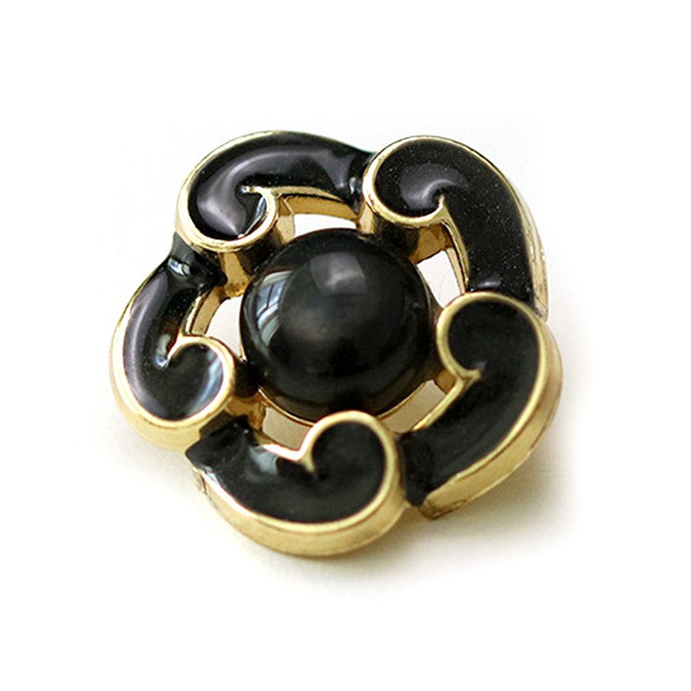 Craftisum 20 pcs Black Curved Hollow Enamel Flower Metal Sewing Shank Coat Buttons -25mm -1"