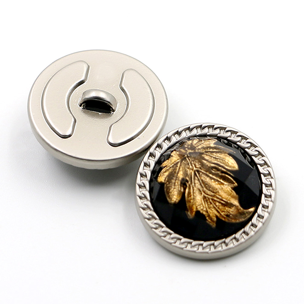 Craftisum 10 pcs Beveled Cut Glass Black Maple Metal Sewing Shank Coat Buttons -23mm -7/8"