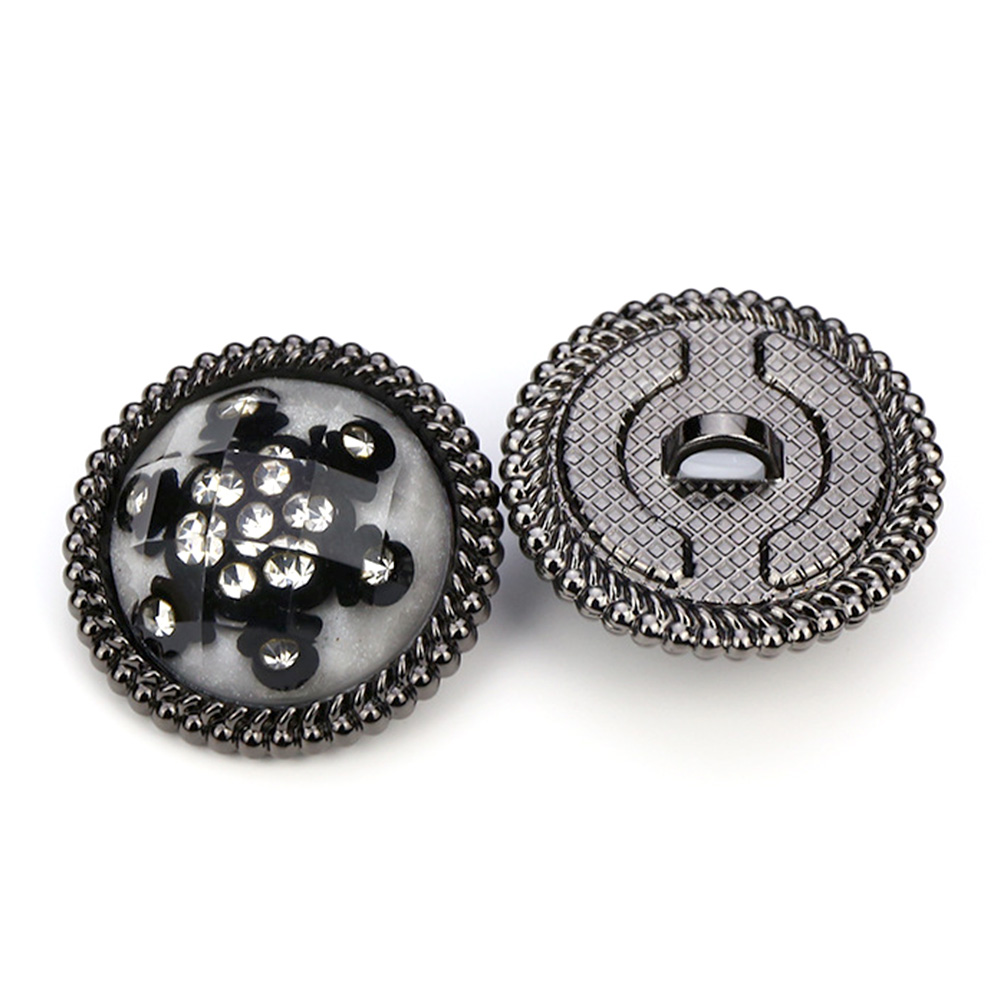 Craftisum 10 pcs Beveled Cut Glass Dome Rhinestone Snowflake Black Sewing Metal Shank Coat Buttons -25mm -1"