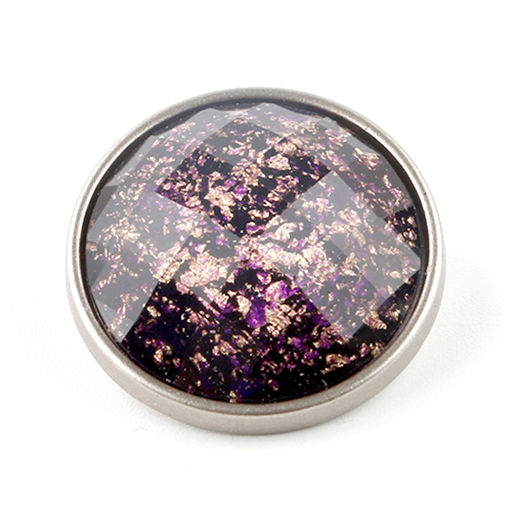 Craftisum 10 pcs Beveled Cut Glass Purple Golden Foil Layers Metal Sewing Shank Coat Buttons -25mm -1"