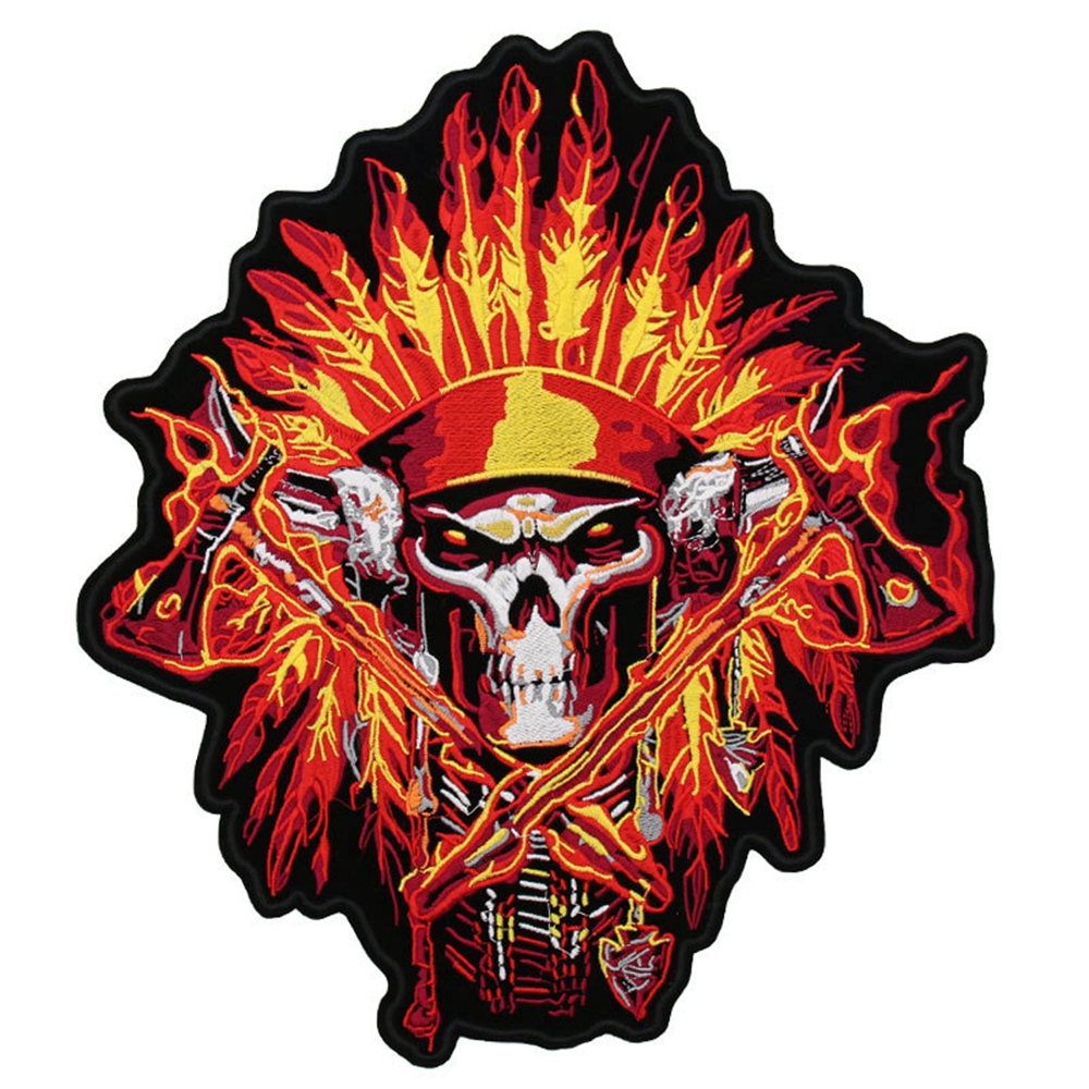 Craftisum 2 PCS IRON ON PATCHES FOR CLOTHES BURNING SKULL