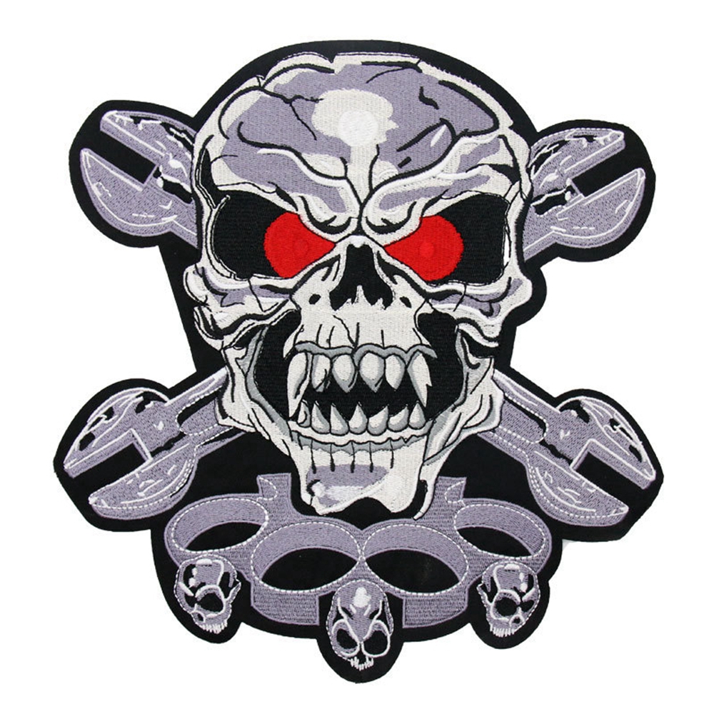 Craftisum 2 PCS COOL EMBROIDERED IRON ON PATCHES APPLIQUES SKULL