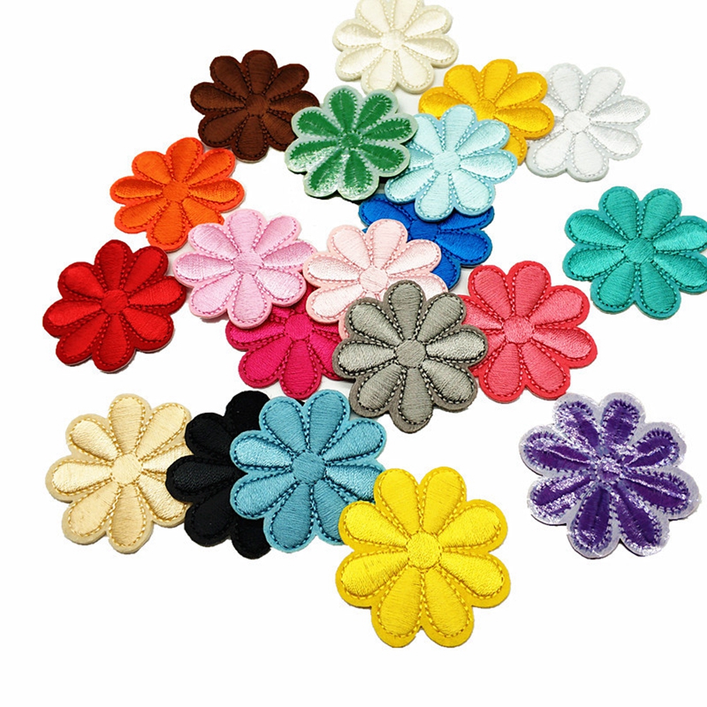 Craftisum 20 PCS CUTE FLOWER IRON ON PATCHES EMBROIDERED APPLIQU