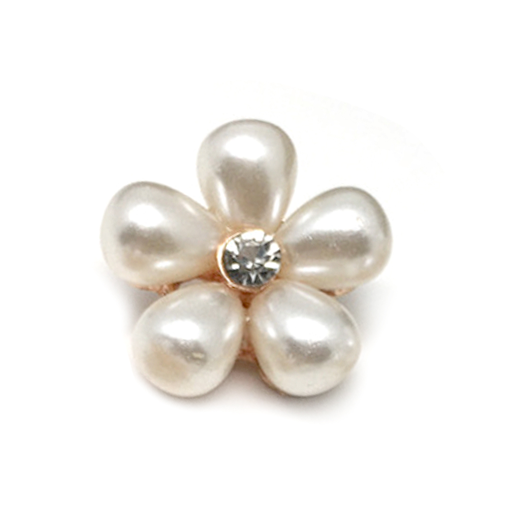 Craftisum 10 pcs Decorative Faux Pearl Plum Flower Sewing Buttons Drop Shape Petals With Metal Shank - 23mm - 7/8"