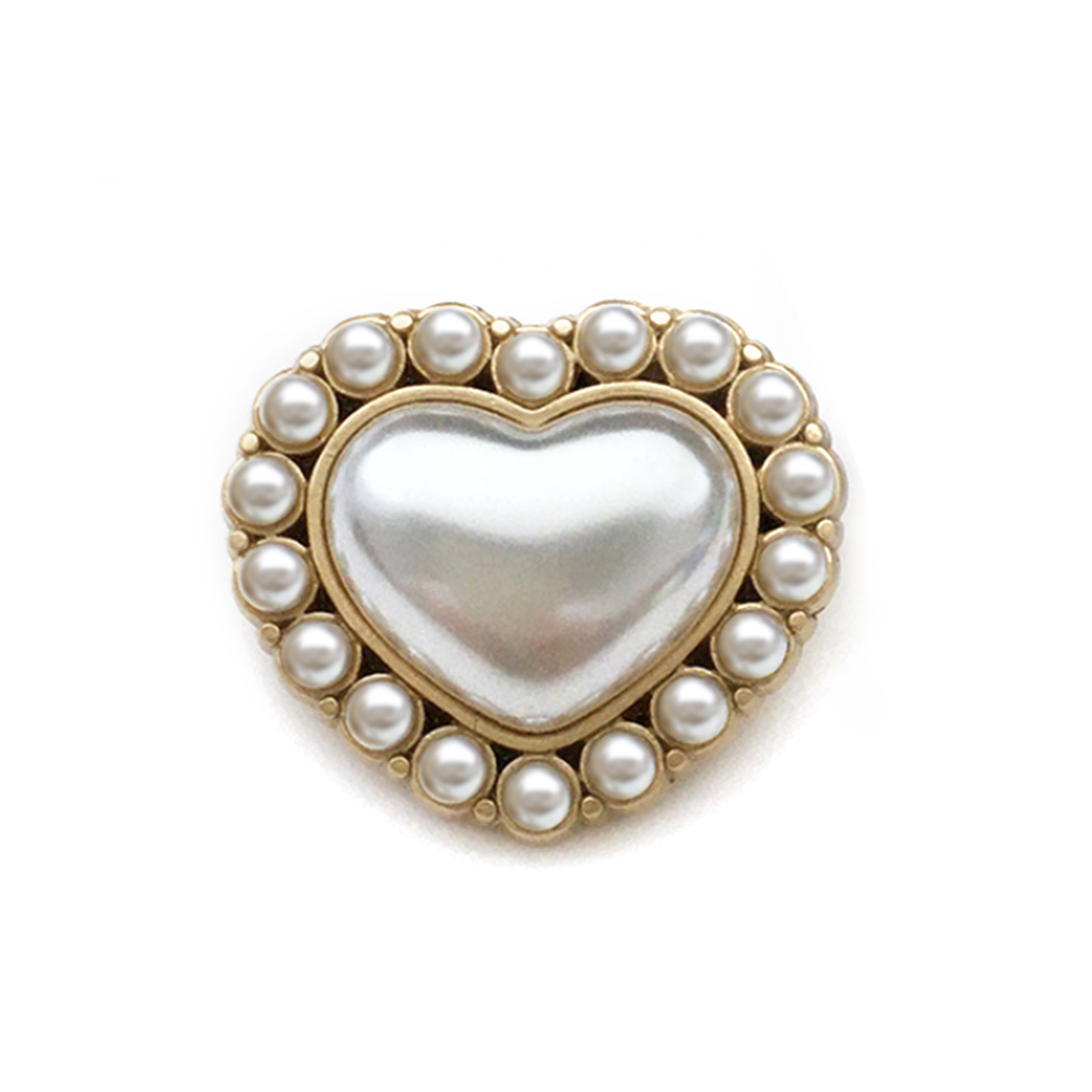 Craftisum 20 pcs Decorative Faux Pearl Heart Shape Metal Shank Sewing Buttons - 23mm - 7/8"