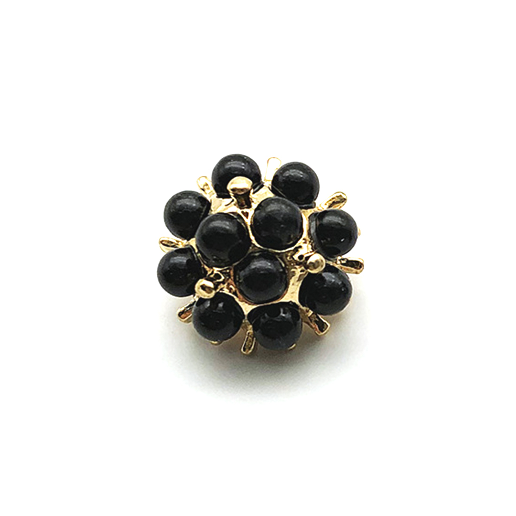 Craftisum 20 pcs Black Small Faux Pearl Inlaid Blossom Flower Metal Shank Sewing Buttons - 15mm - 5/8"
